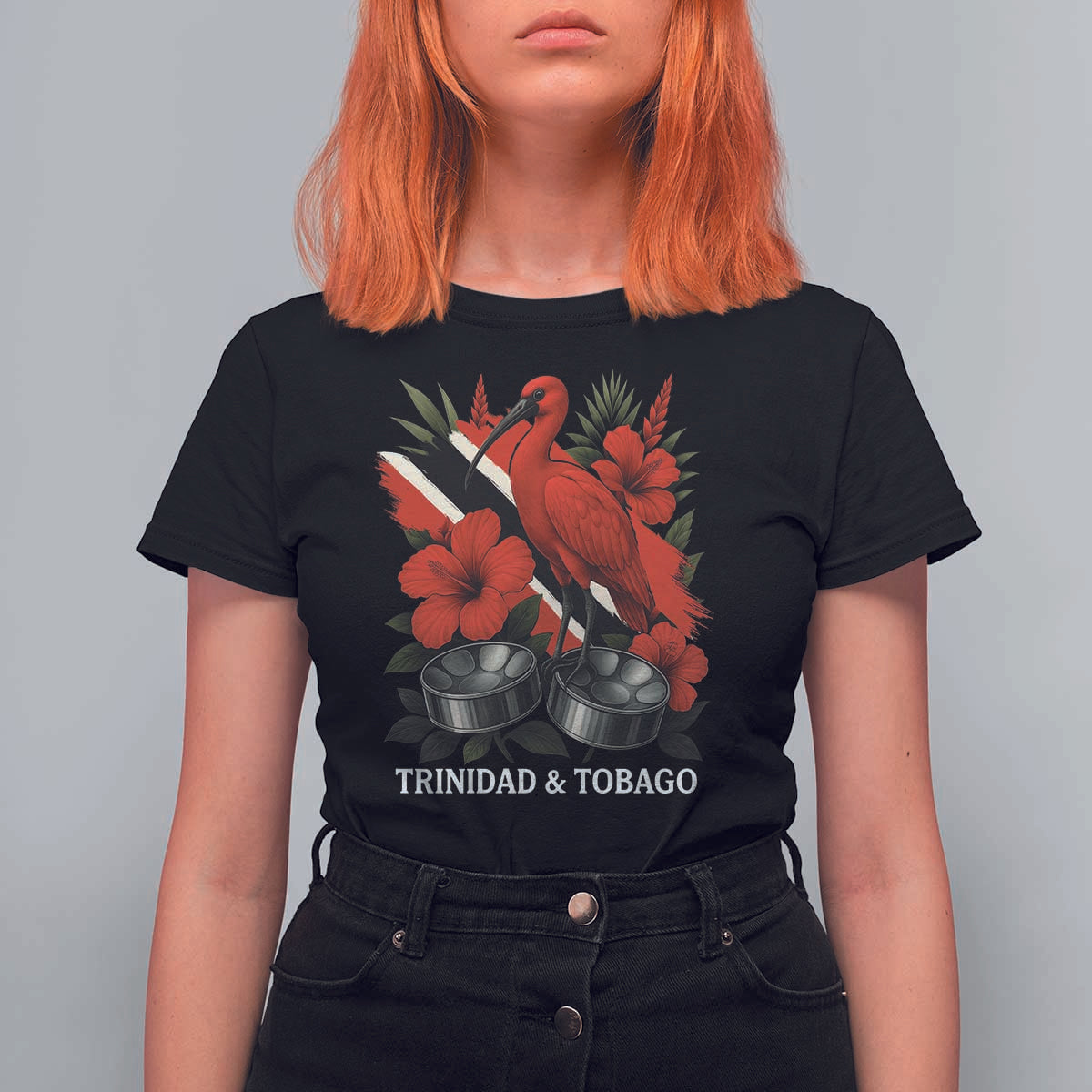Trinidadian and Tobagonian Pride T Shirt For Women Trinidadian Roots Scarlet Ibis Steelpans - Wonder Print Shop