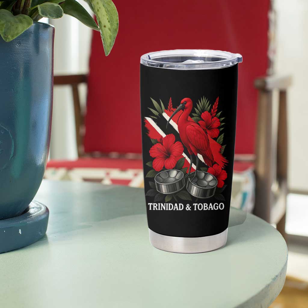 Trinidadian and Tobagonian Pride Tumbler Cup Trinidadian Roots Scarlet Ibis Steelpans - Wonder Print Shop
