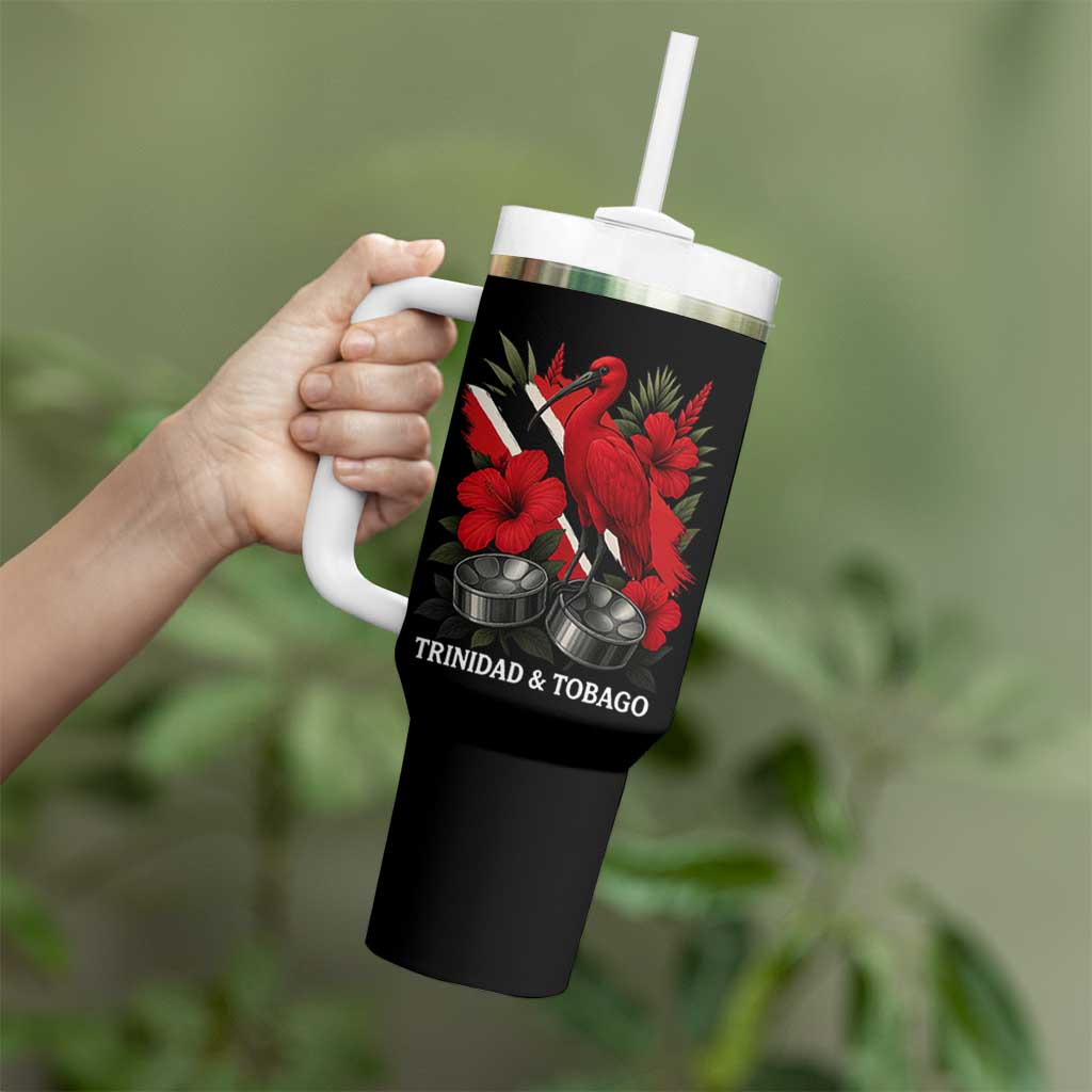Trinidadian and Tobagonian Pride Tumbler With Handle Trinidadian Roots Scarlet Ibis Steelpans - Wonder Print Shop