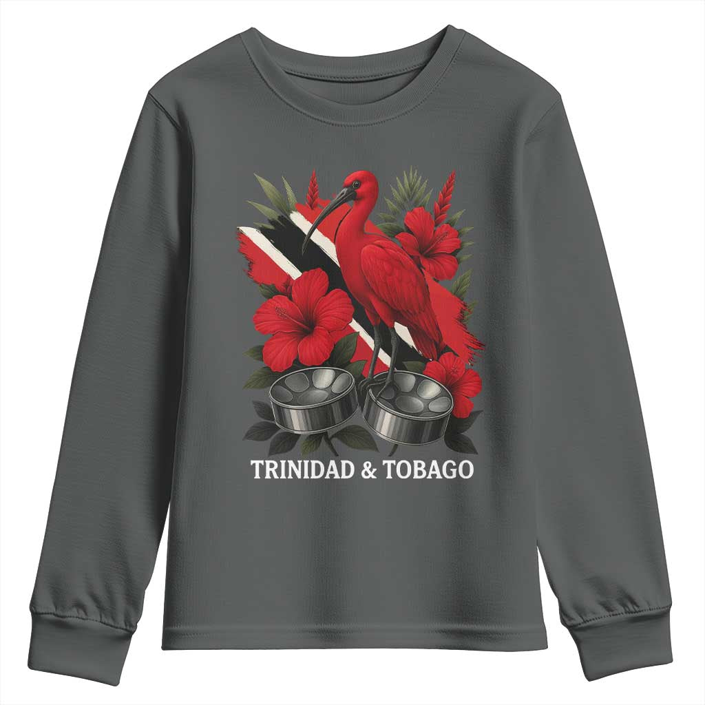 Trinidadian and Tobagonian Pride Youth Sweatshirt Trinidadian Roots Scarlet Ibis Steelpans - Wonder Print Shop