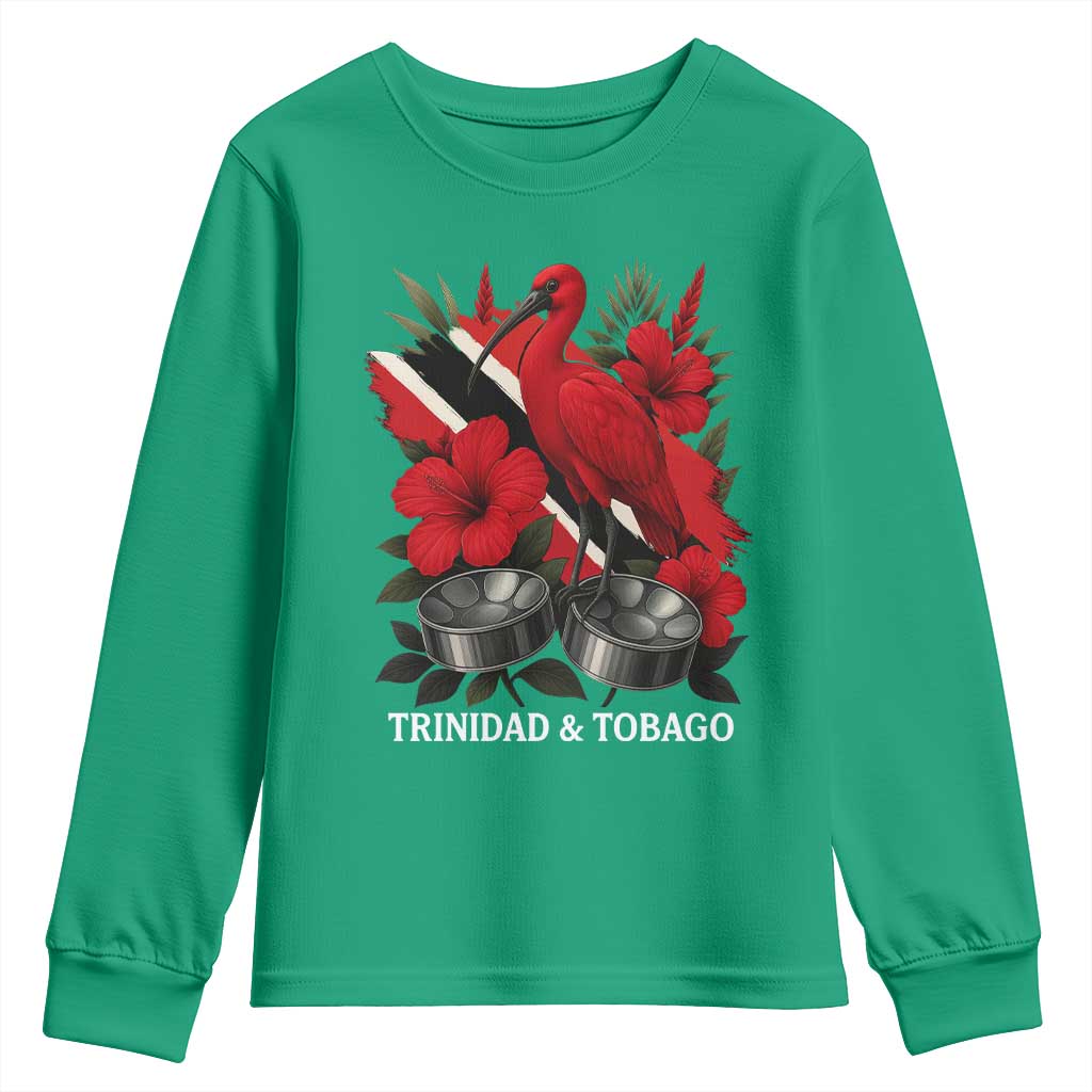 Trinidadian and Tobagonian Pride Youth Sweatshirt Trinidadian Roots Scarlet Ibis Steelpans - Wonder Print Shop