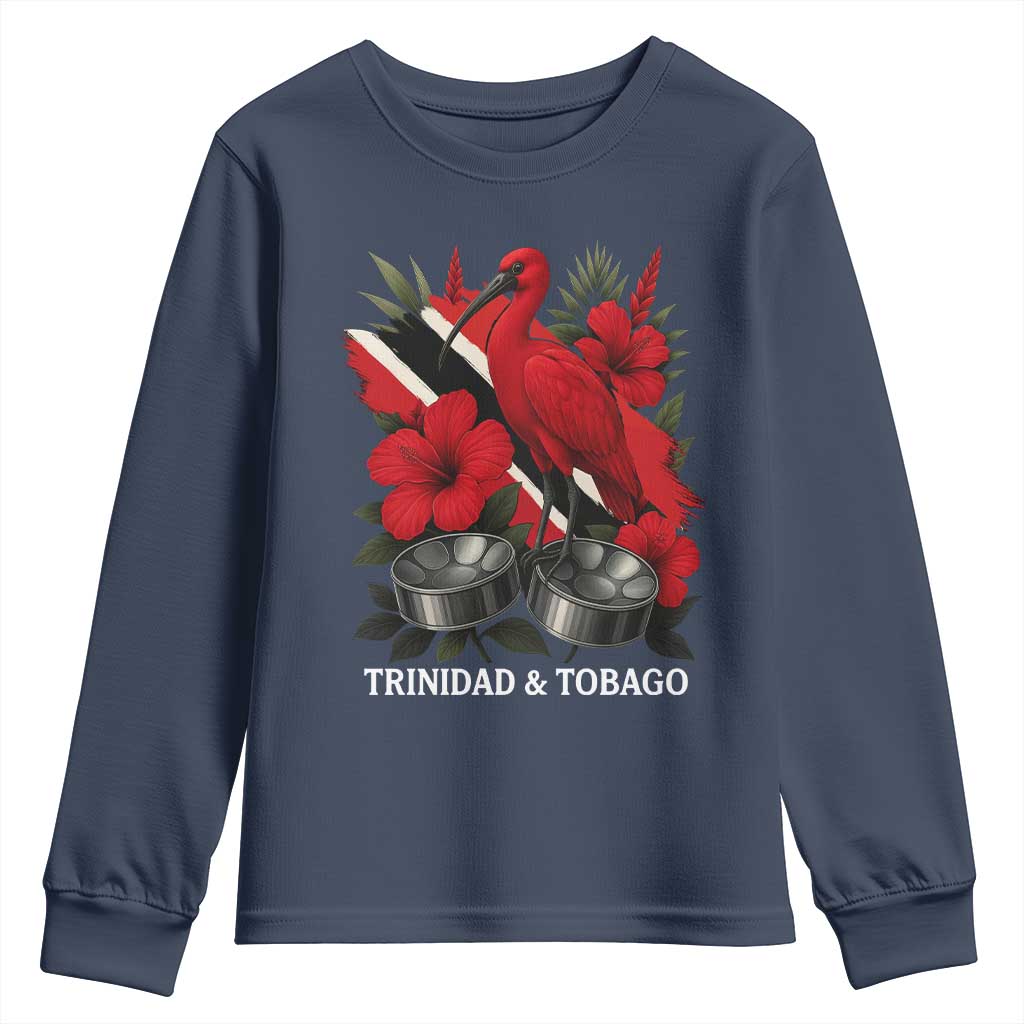Trinidadian and Tobagonian Pride Youth Sweatshirt Trinidadian Roots Scarlet Ibis Steelpans - Wonder Print Shop