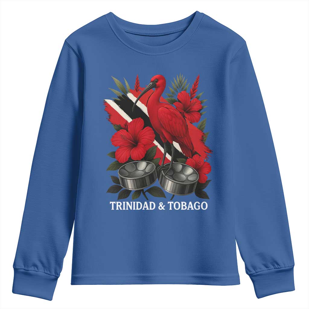 Trinidadian and Tobagonian Pride Youth Sweatshirt Trinidadian Roots Scarlet Ibis Steelpans - Wonder Print Shop