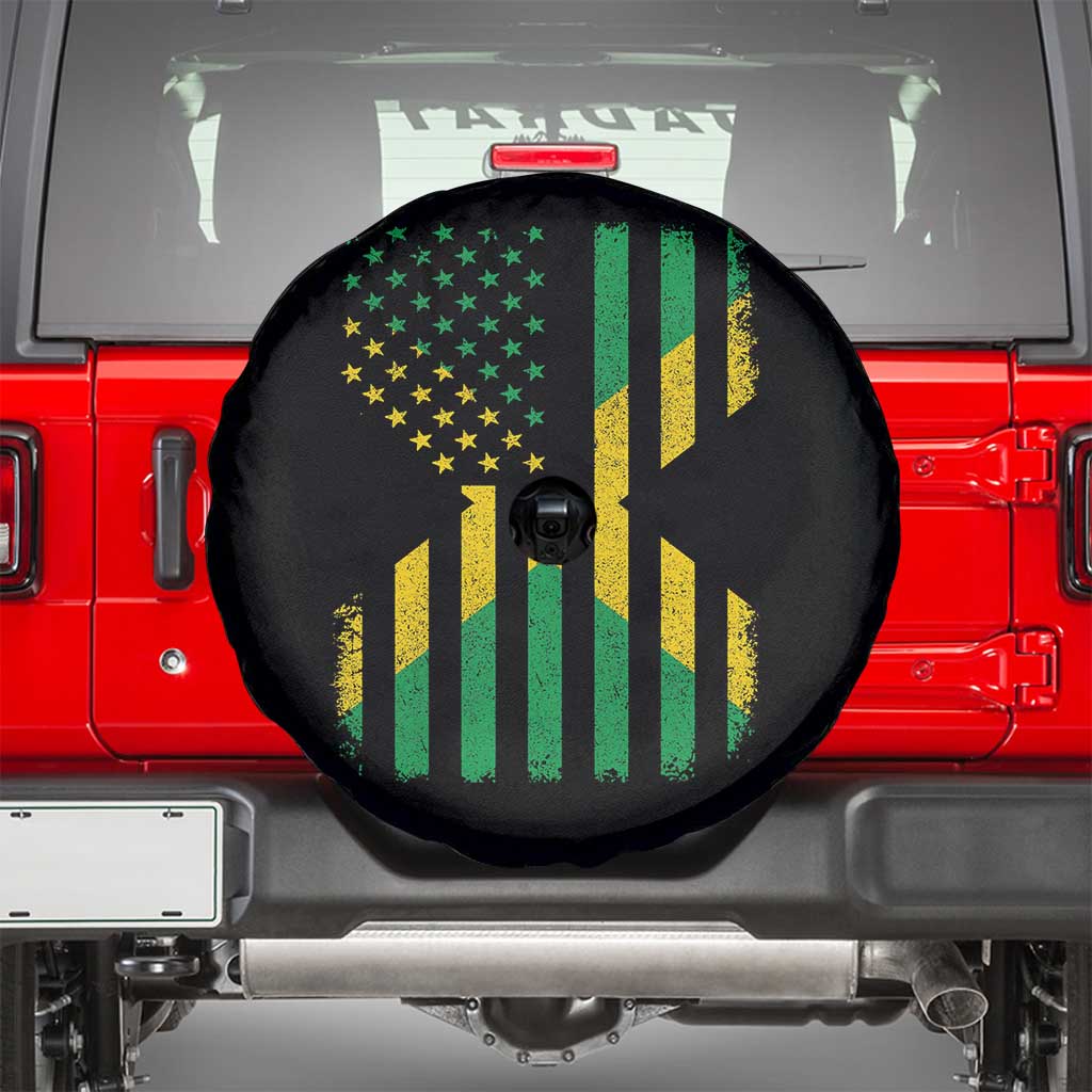 Jamaican American Distressed Patriotic Flag Spare Tire Cover - Wonder Print Shop