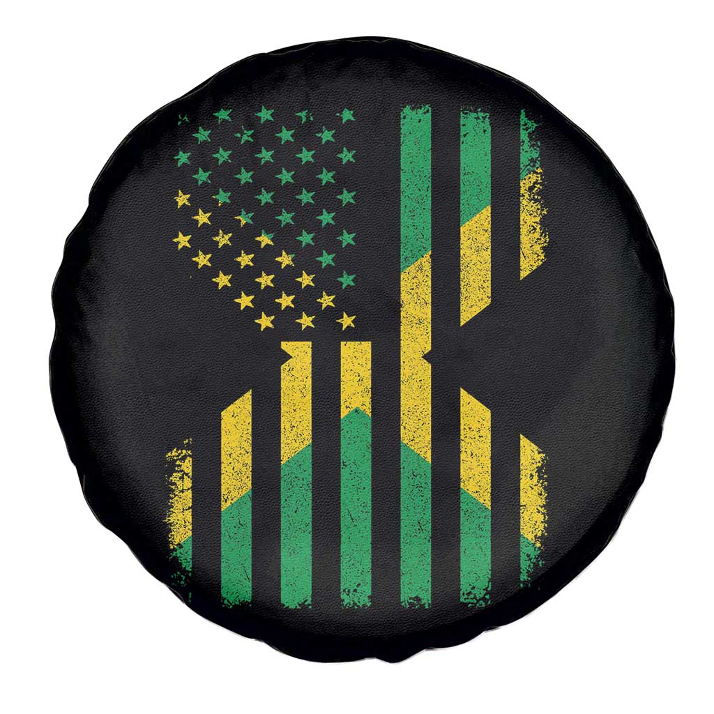 Jamaican American Distressed Patriotic Flag Spare Tire Cover - Wonder Print Shop