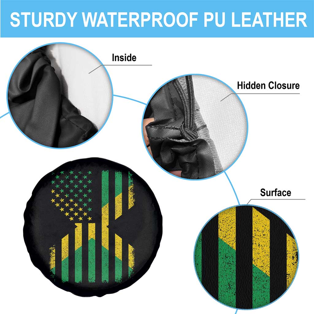 Jamaican American Distressed Patriotic Flag Spare Tire Cover - Wonder Print Shop