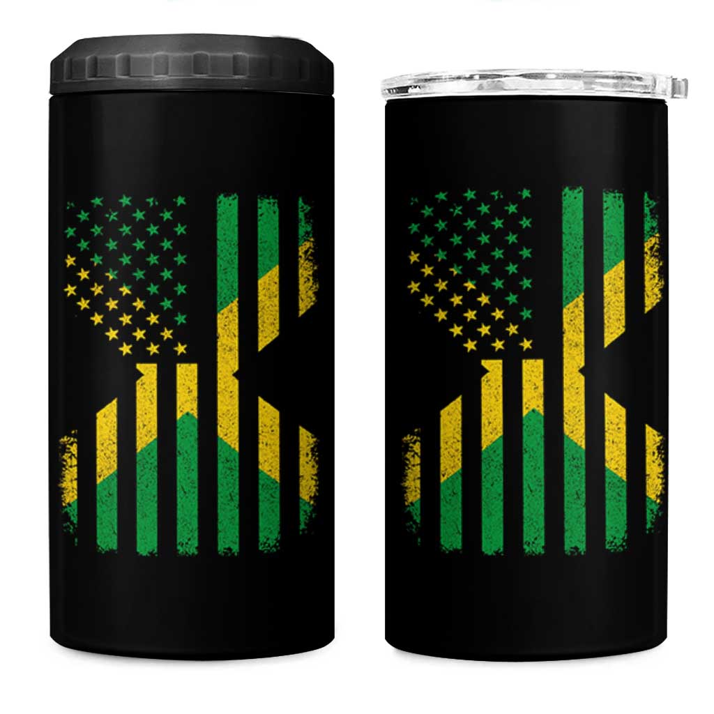 Jamaican American Distressed Patriotic Flag 4 in 1 Can Cooler Tumbler - Wonder Print Shop