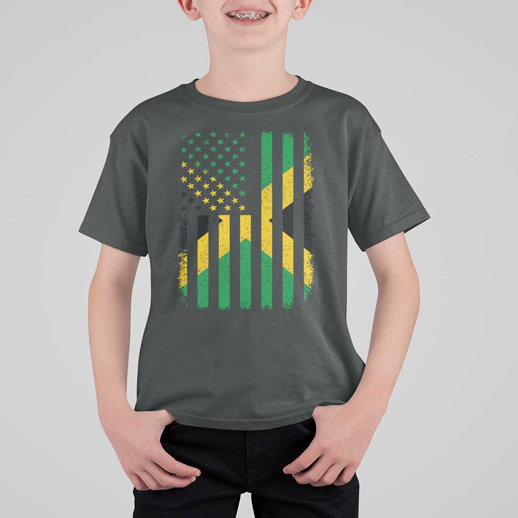 Jamaican American Distressed Patriotic Flag T Shirt For Kid - Wonder Print Shop