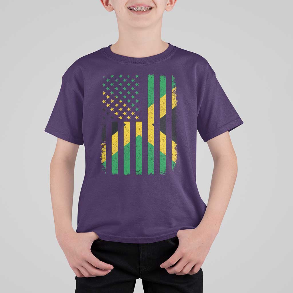 Jamaican American Distressed Patriotic Flag T Shirt For Kid - Wonder Print Shop