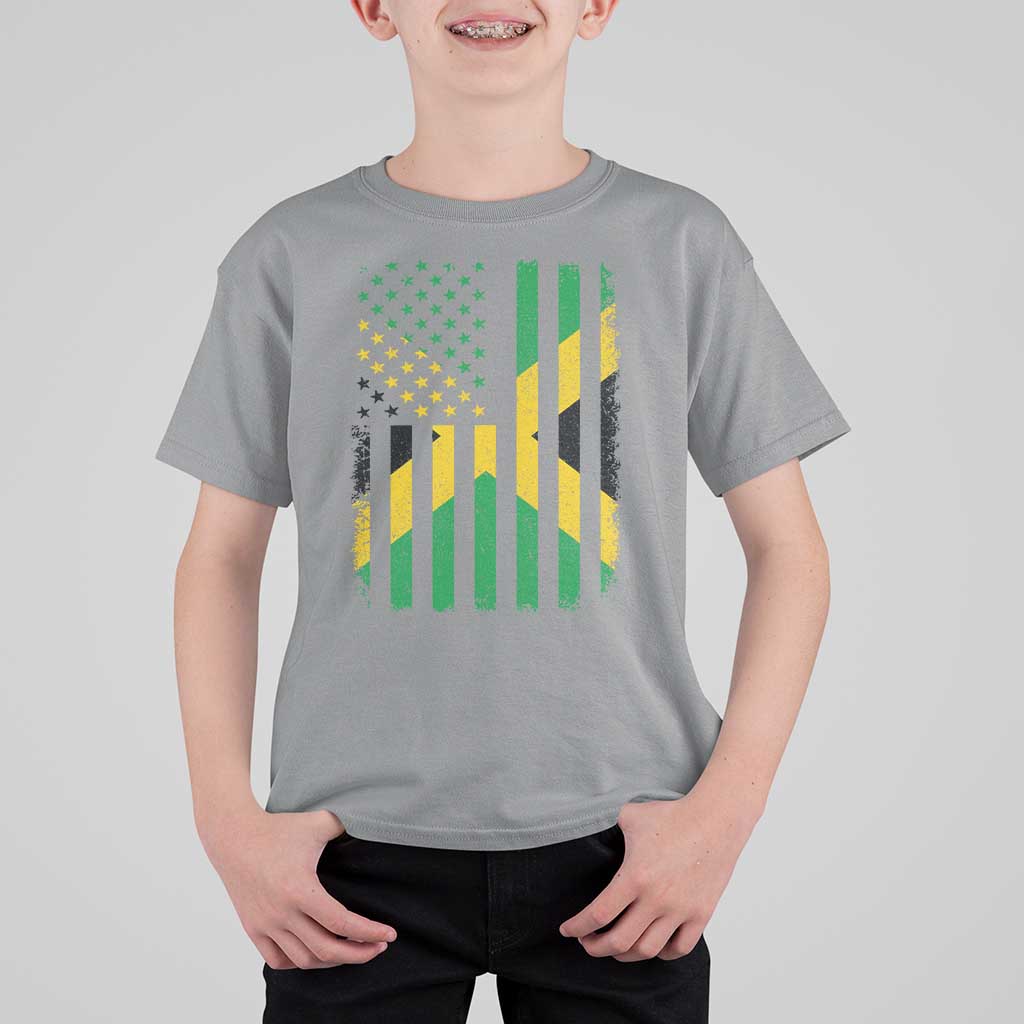 Jamaican American Distressed Patriotic Flag T Shirt For Kid - Wonder Print Shop