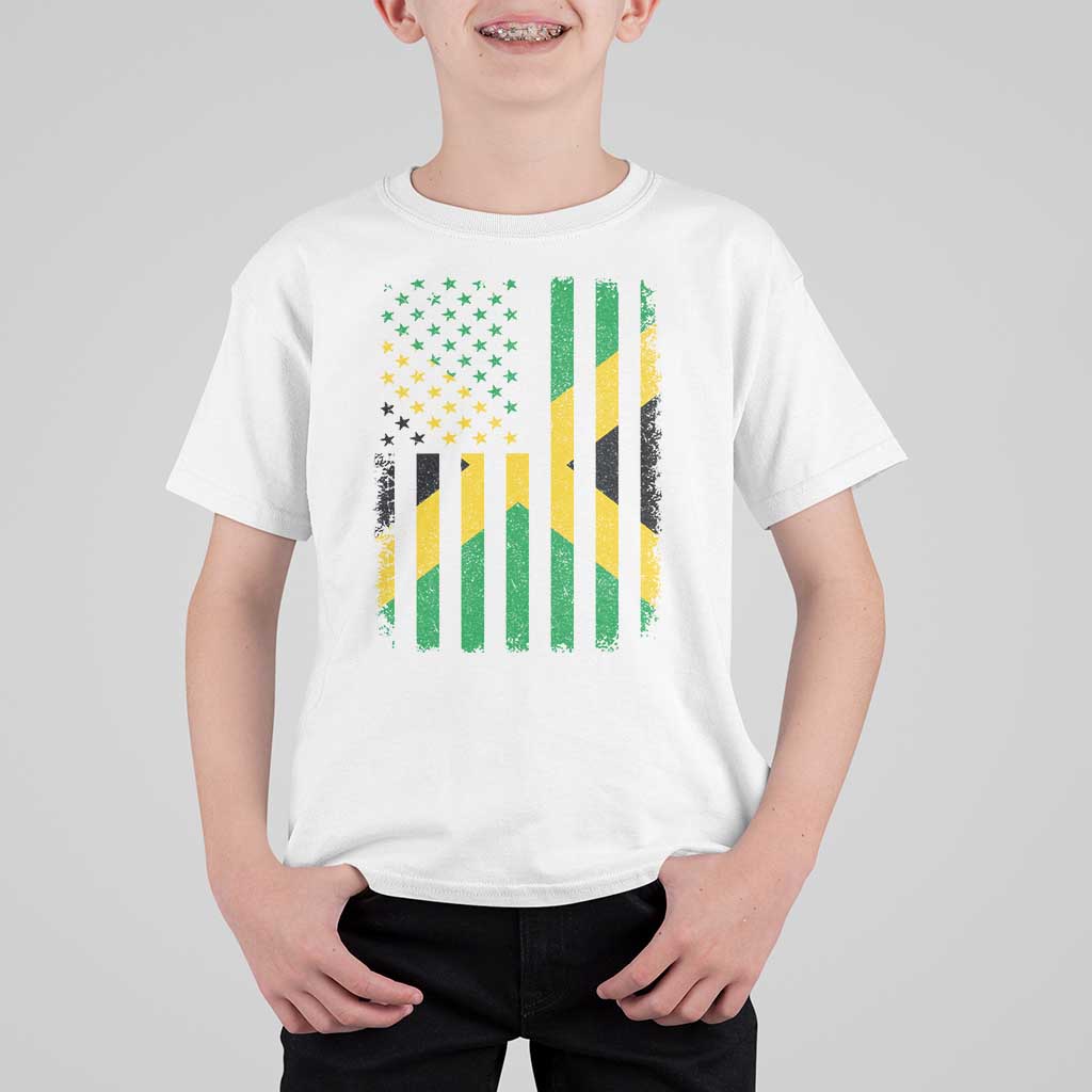Jamaican American Distressed Patriotic Flag T Shirt For Kid - Wonder Print Shop
