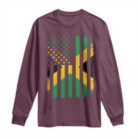 Jamaican American Distressed Patriotic Flag Long Sleeve Shirt - Wonder Print Shop
