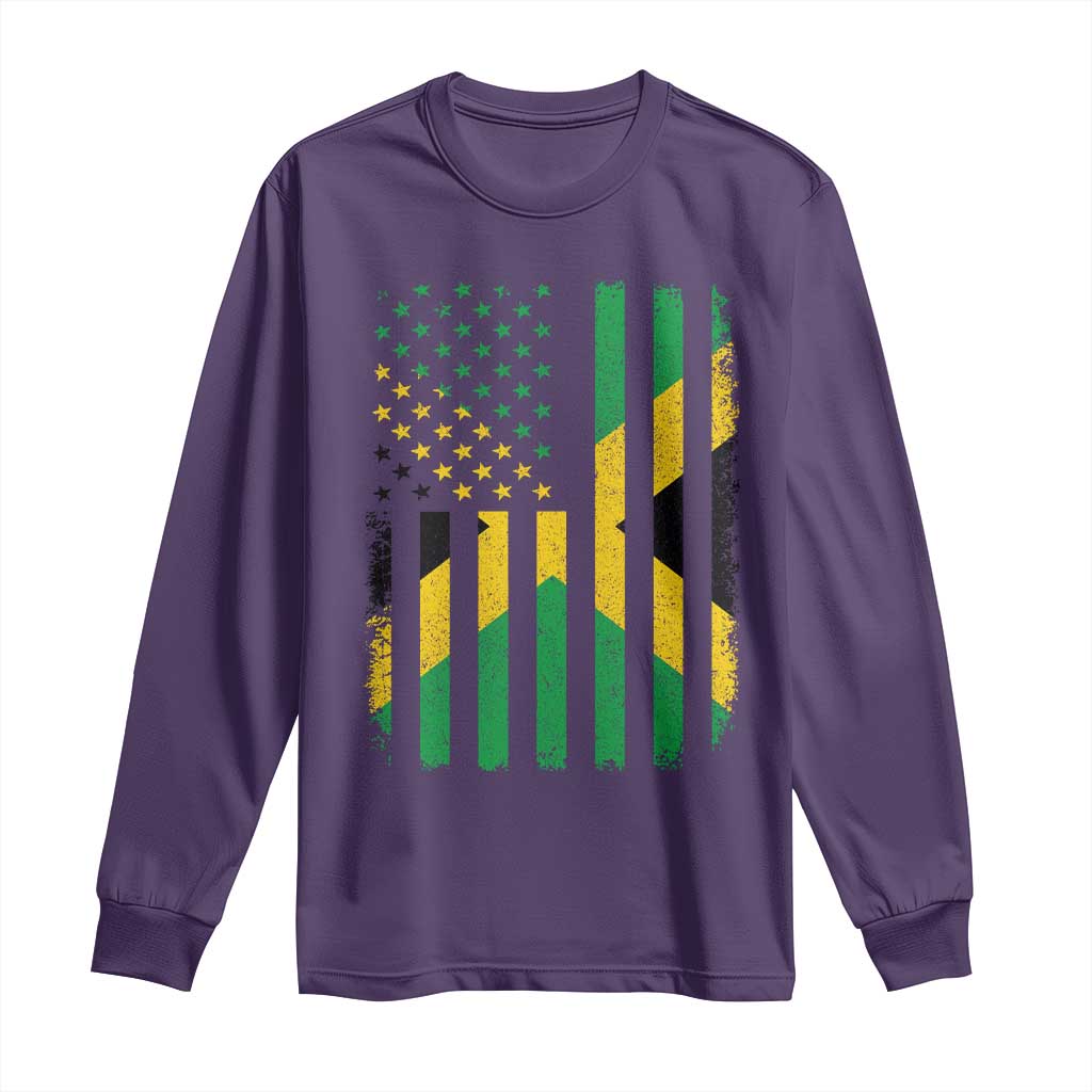 Jamaican American Distressed Patriotic Flag Long Sleeve Shirt - Wonder Print Shop