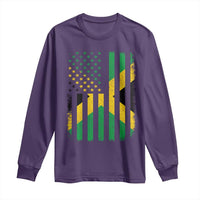 Jamaican American Distressed Patriotic Flag Long Sleeve Shirt - Wonder Print Shop