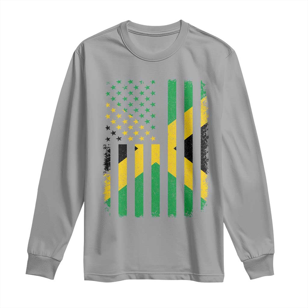 Jamaican American Distressed Patriotic Flag Long Sleeve Shirt - Wonder Print Shop