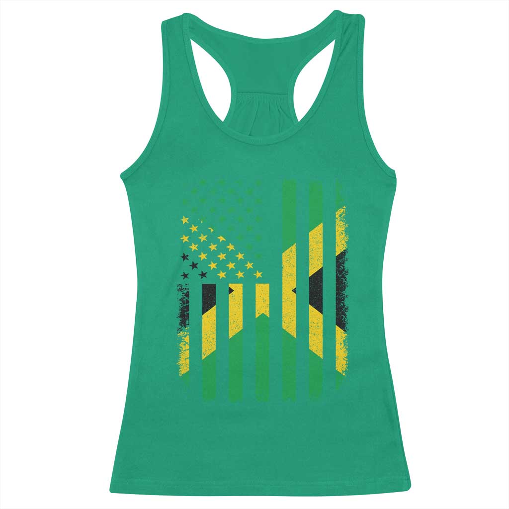 Jamaican American Distressed Patriotic Flag Racerback Tank Top - Wonder Print Shop