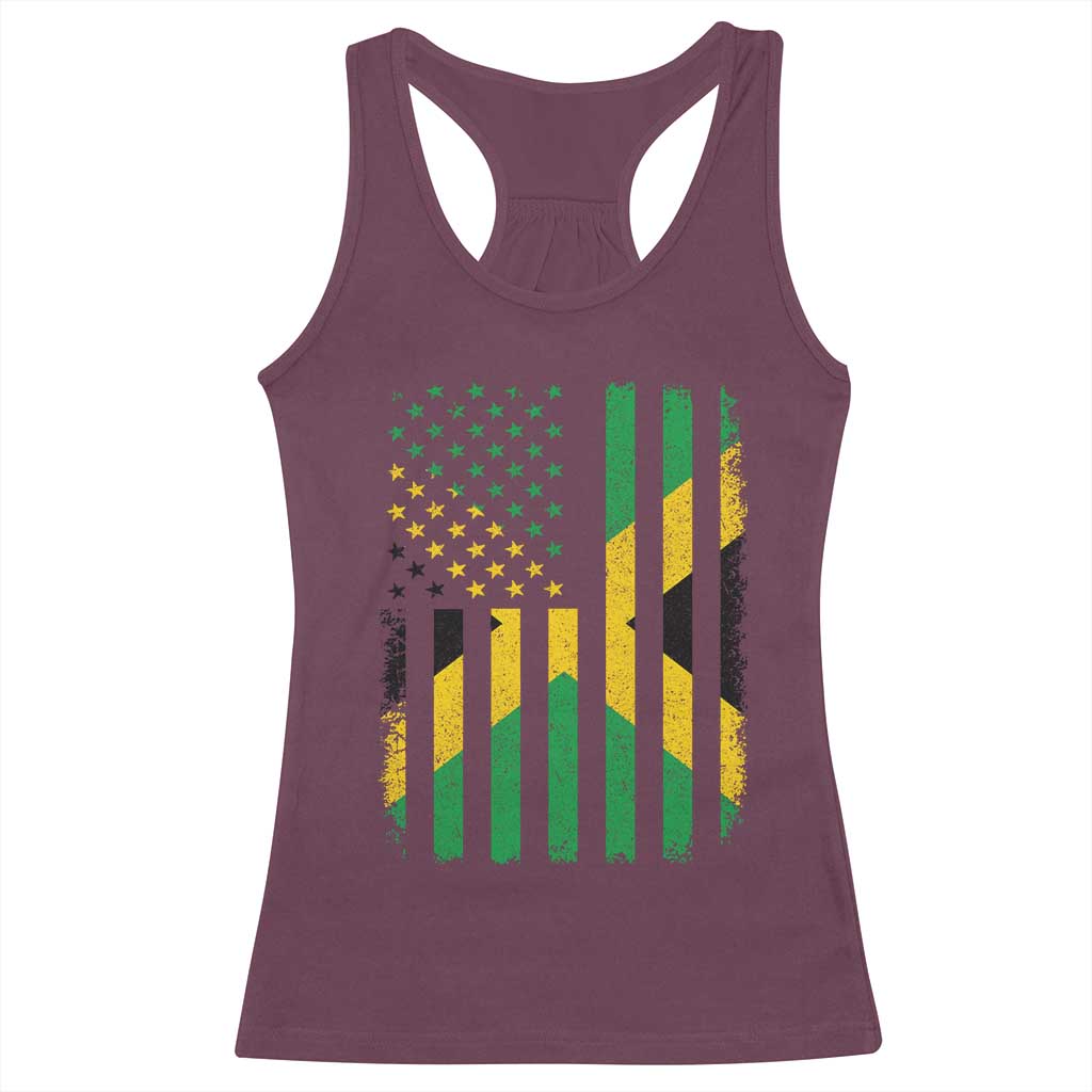 Jamaican American Distressed Patriotic Flag Racerback Tank Top - Wonder Print Shop