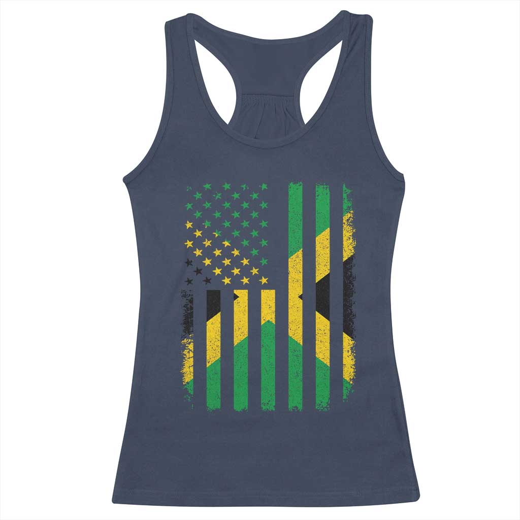 Jamaican American Distressed Patriotic Flag Racerback Tank Top - Wonder Print Shop