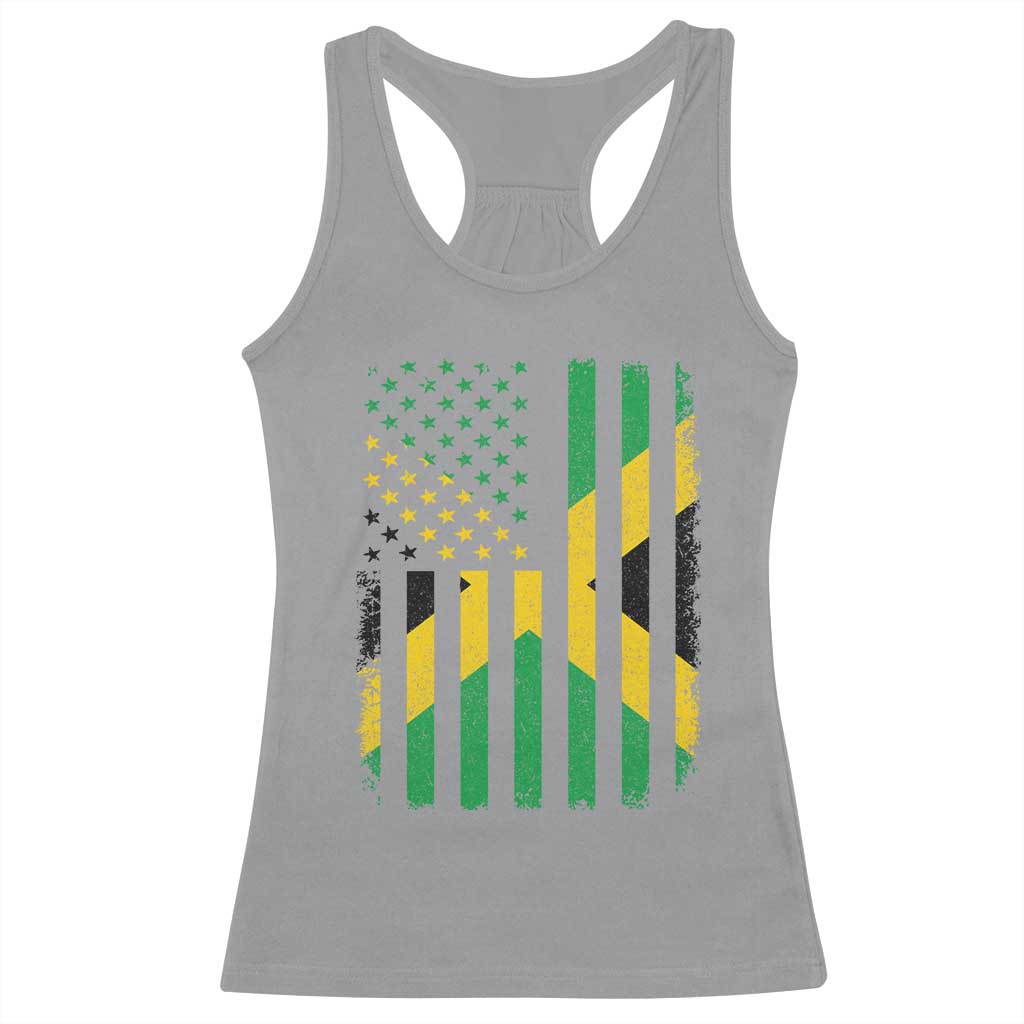 Jamaican American Distressed Patriotic Flag Racerback Tank Top - Wonder Print Shop