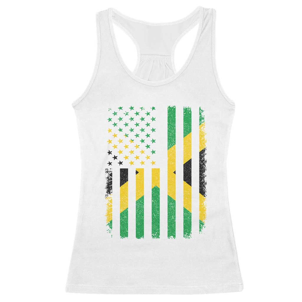 Jamaican American Distressed Patriotic Flag Racerback Tank Top - Wonder Print Shop