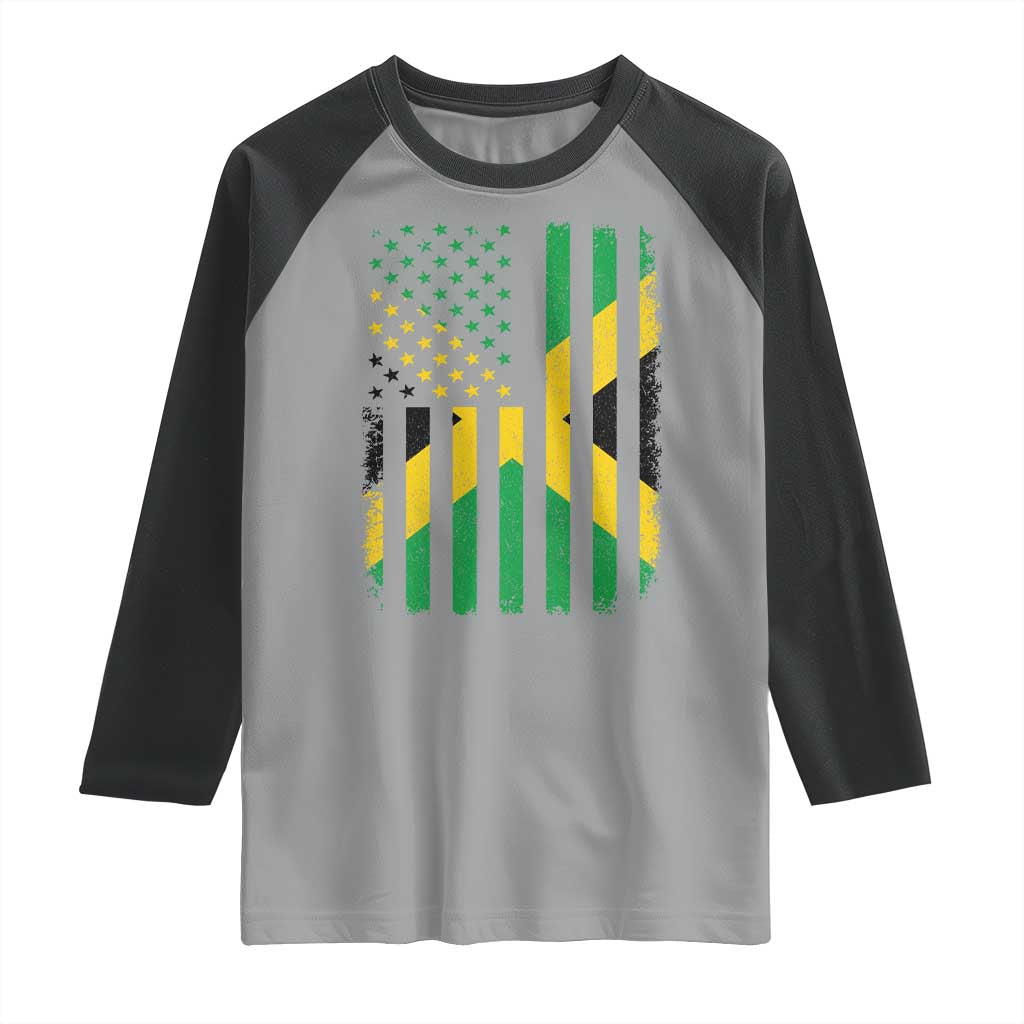 Jamaican American Distressed Patriotic Flag Raglan Shirt - Wonder Print Shop