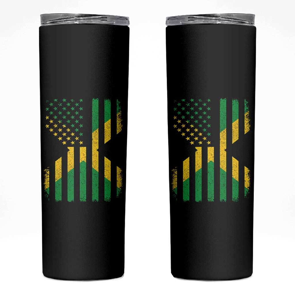 Jamaican American Distressed Patriotic Flag Skinny Tumbler - Wonder Print Shop