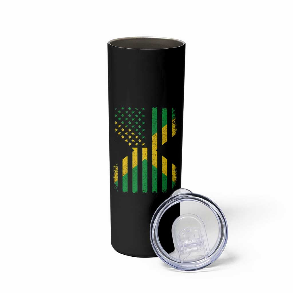 Jamaican American Distressed Patriotic Flag Skinny Tumbler - Wonder Print Shop