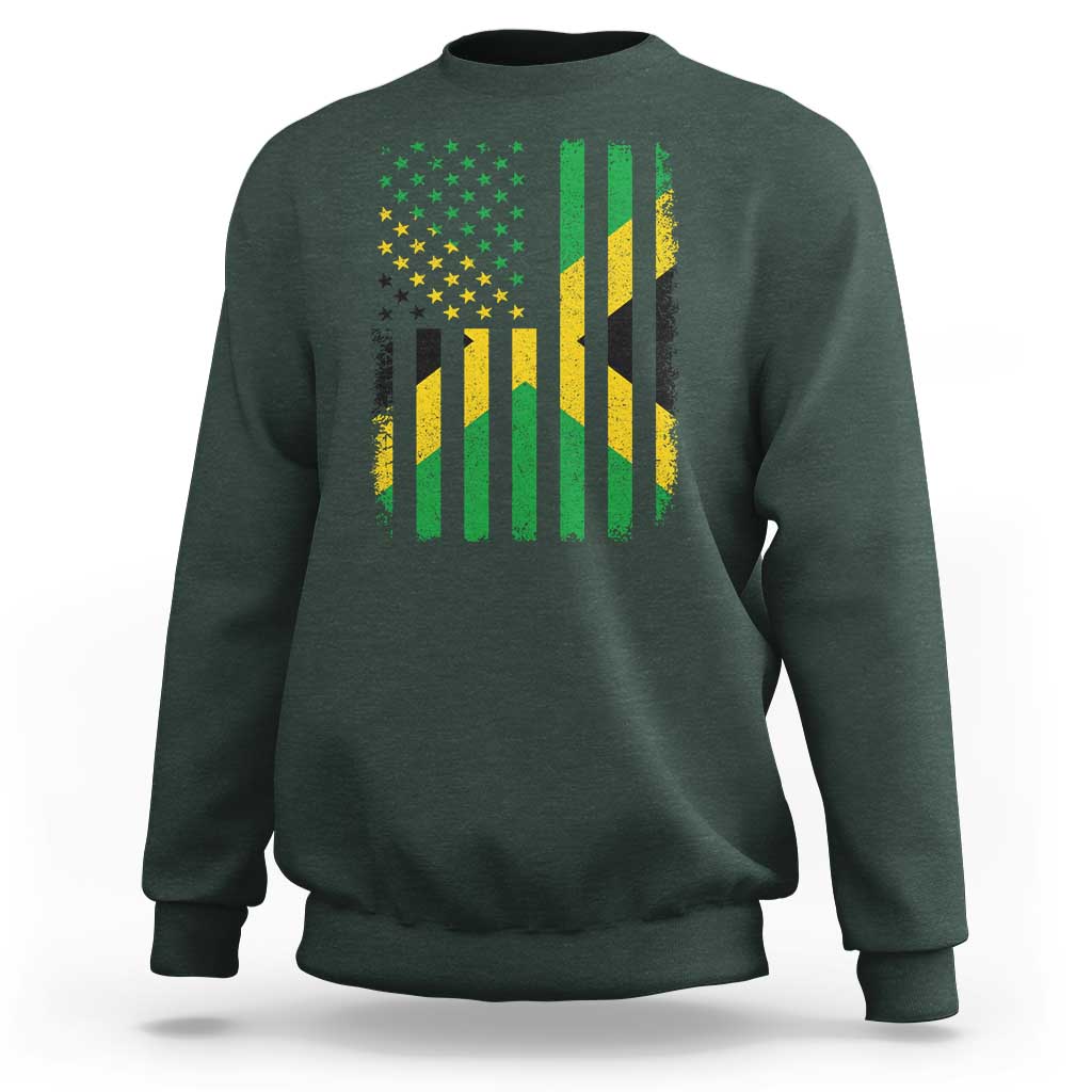 Jamaican American Distressed Patriotic Flag Sweatshirt - Wonder Print Shop