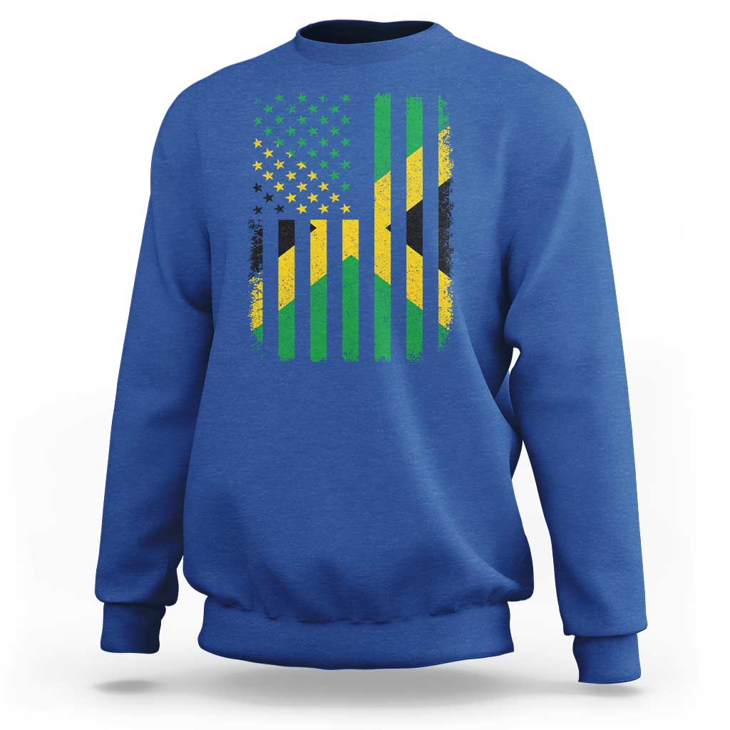 Jamaican American Distressed Patriotic Flag Sweatshirt - Wonder Print Shop