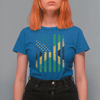 Jamaican American Distressed Patriotic Flag T Shirt For Women - Wonder Print Shop