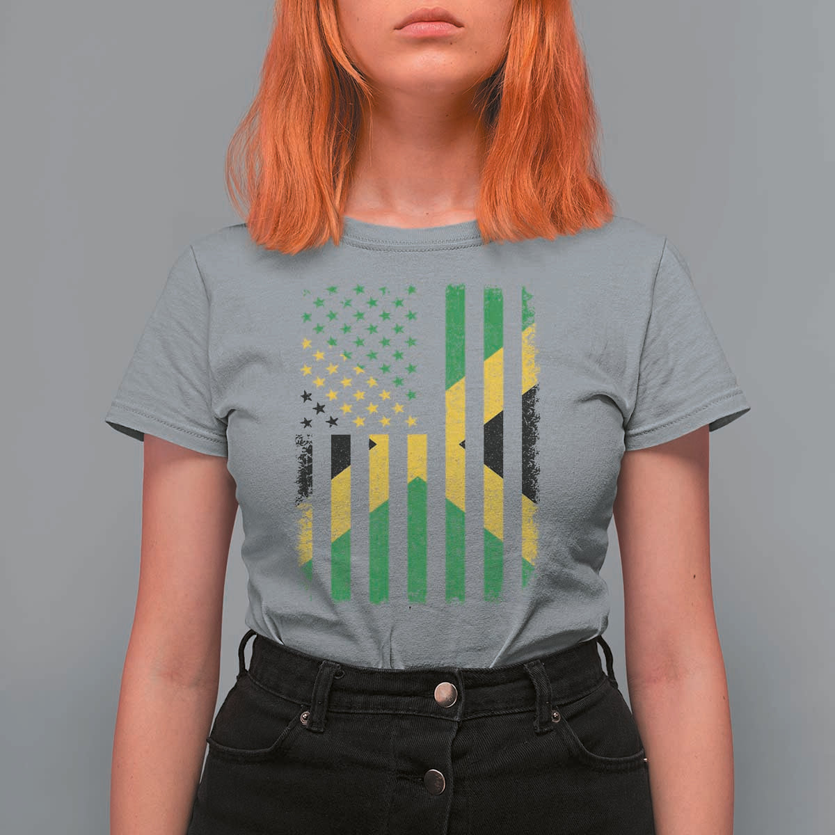 Jamaican American Distressed Patriotic Flag T Shirt For Women - Wonder Print Shop