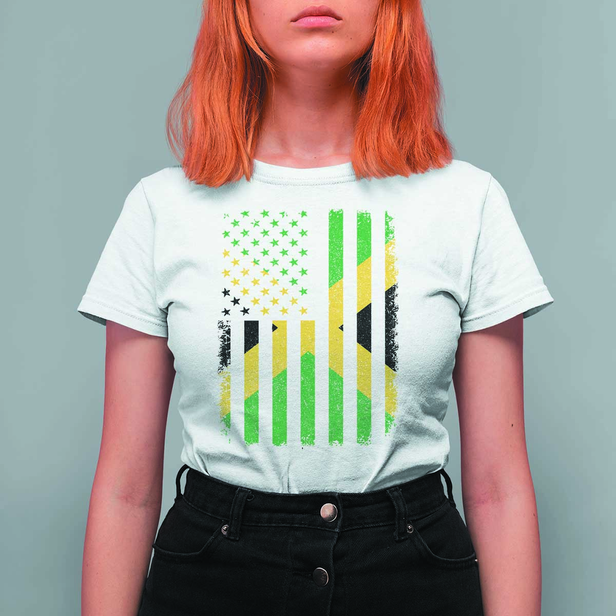 Jamaican American Distressed Patriotic Flag T Shirt For Women - Wonder Print Shop
