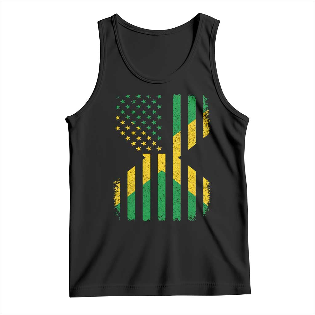 Jamaican American Distressed Patriotic Flag Tank Top - Wonder Print Shop