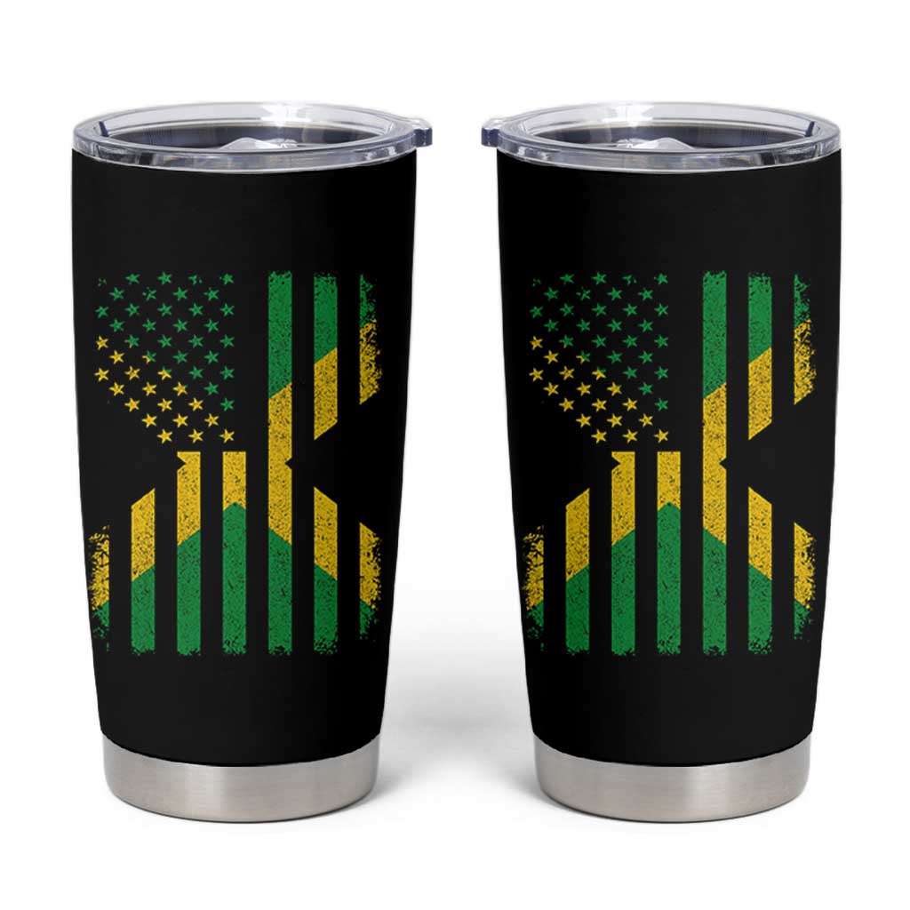 Jamaican American Distressed Patriotic Flag Tumbler Cup - Wonder Print Shop