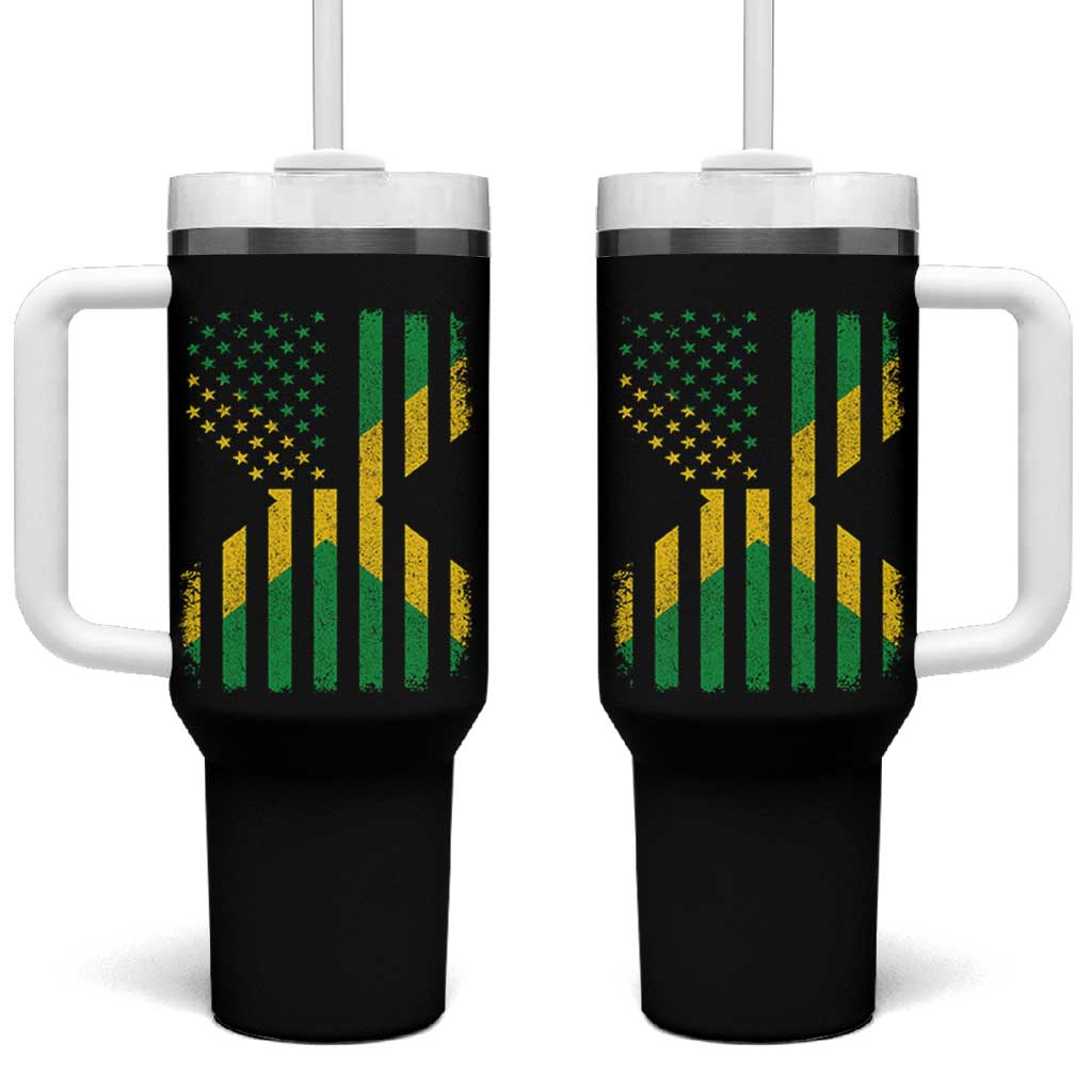 Jamaican American Distressed Patriotic Flag Tumbler With Handle - Wonder Print Shop