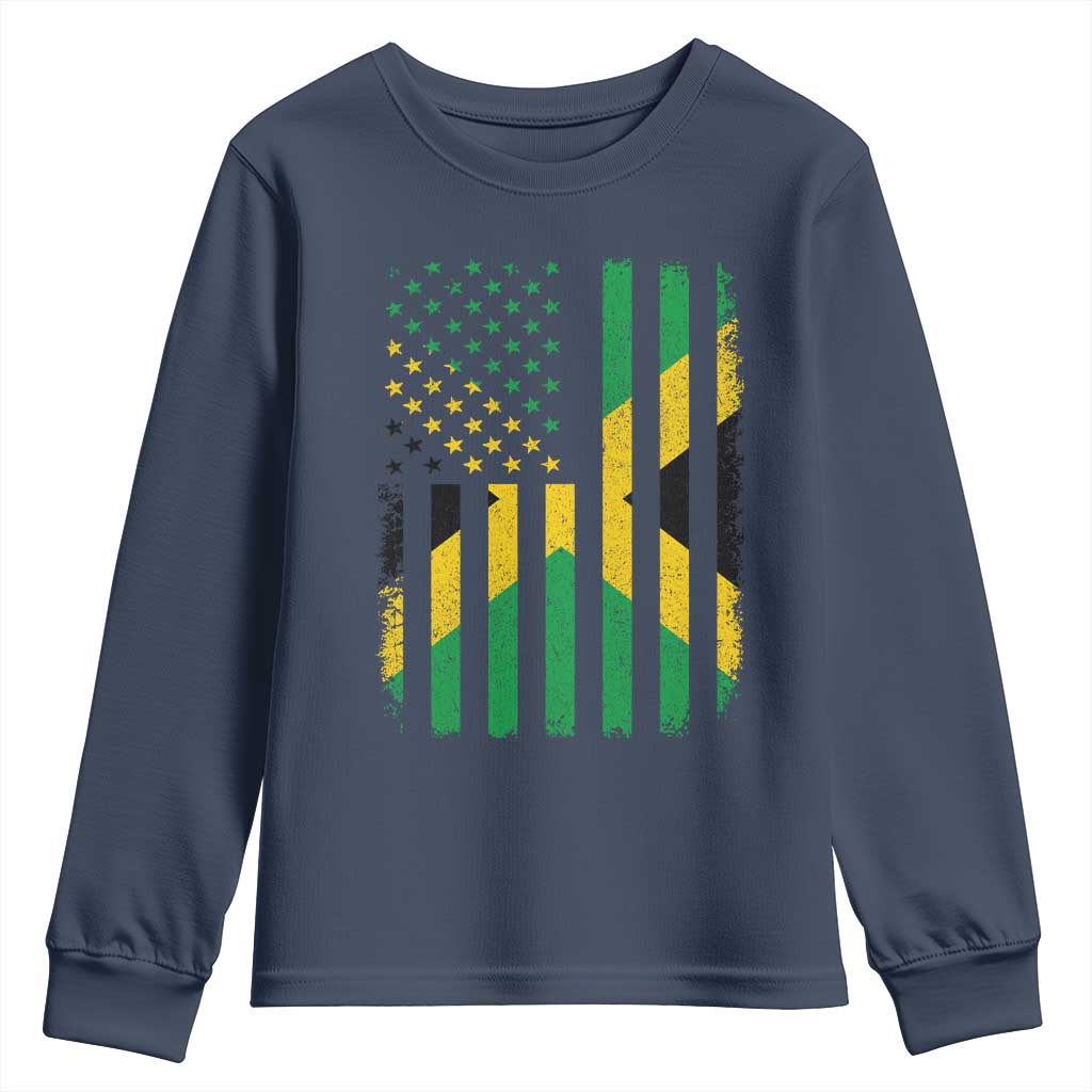 Jamaican American Distressed Patriotic Flag Youth Sweatshirt - Wonder Print Shop