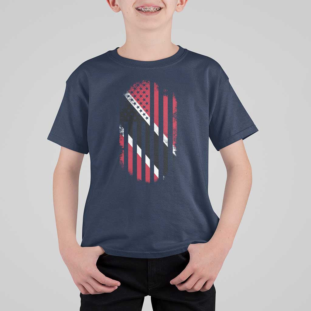 Trinidad And Tobago Trinidadian American Flag T Shirt For Kid - Wonder Print Shop