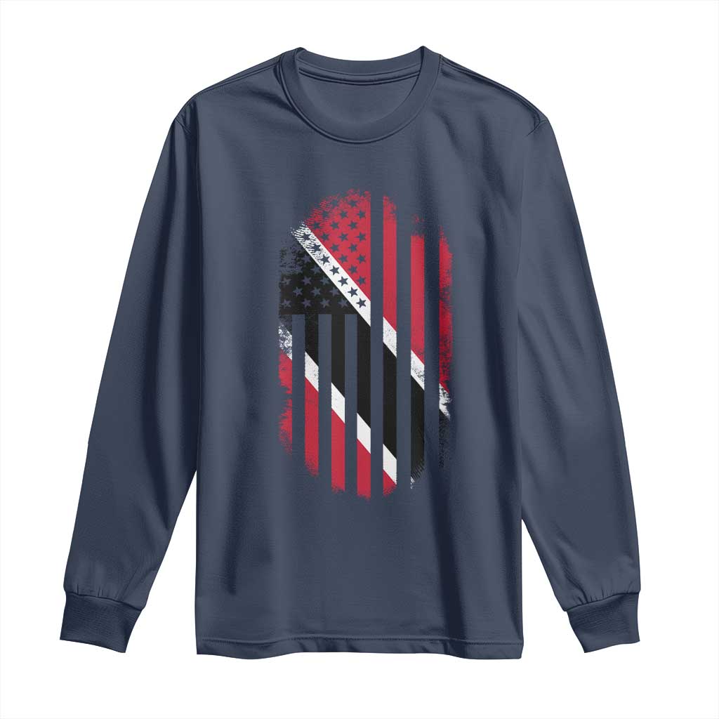 Trinidad And Tobago Trinidadian American Flag Long Sleeve Shirt - Wonder Print Shop
