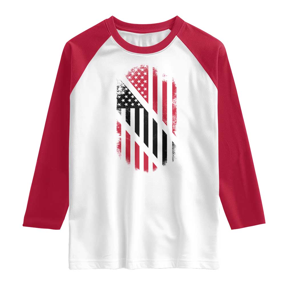 Trinidad And Tobago Trinidadian American Flag Raglan Shirt - Wonder Print Shop