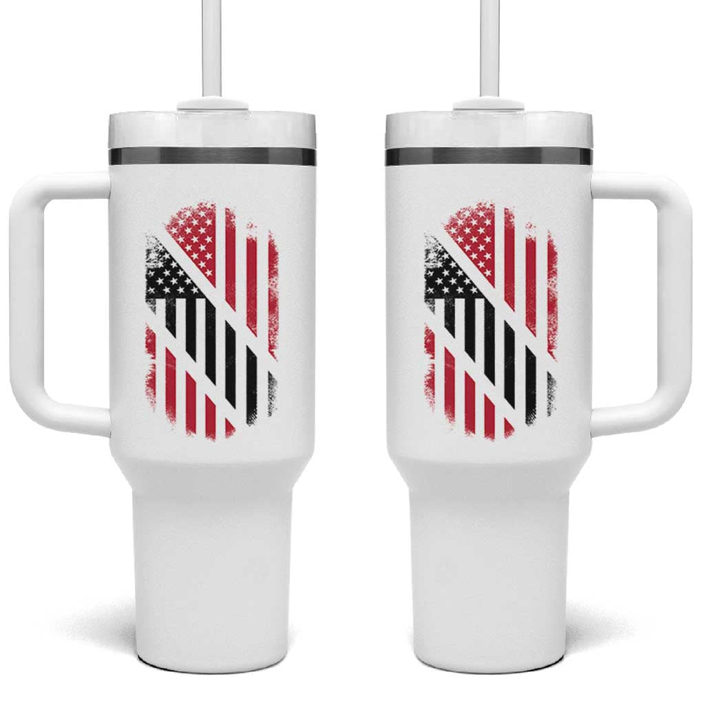 Trinidad And Tobago Trinidadian American Flag Tumbler With Handle - Wonder Print Shop