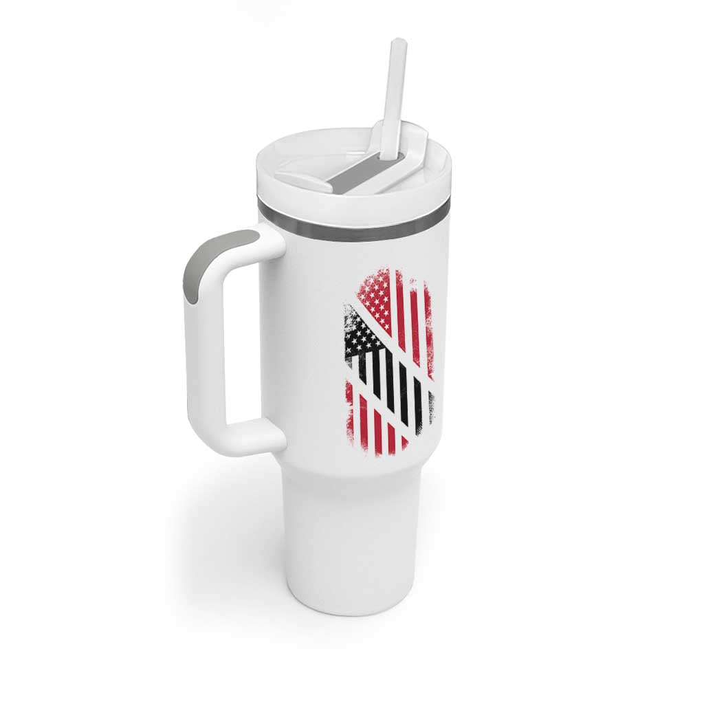 Trinidad And Tobago Trinidadian American Flag Tumbler With Handle - Wonder Print Shop