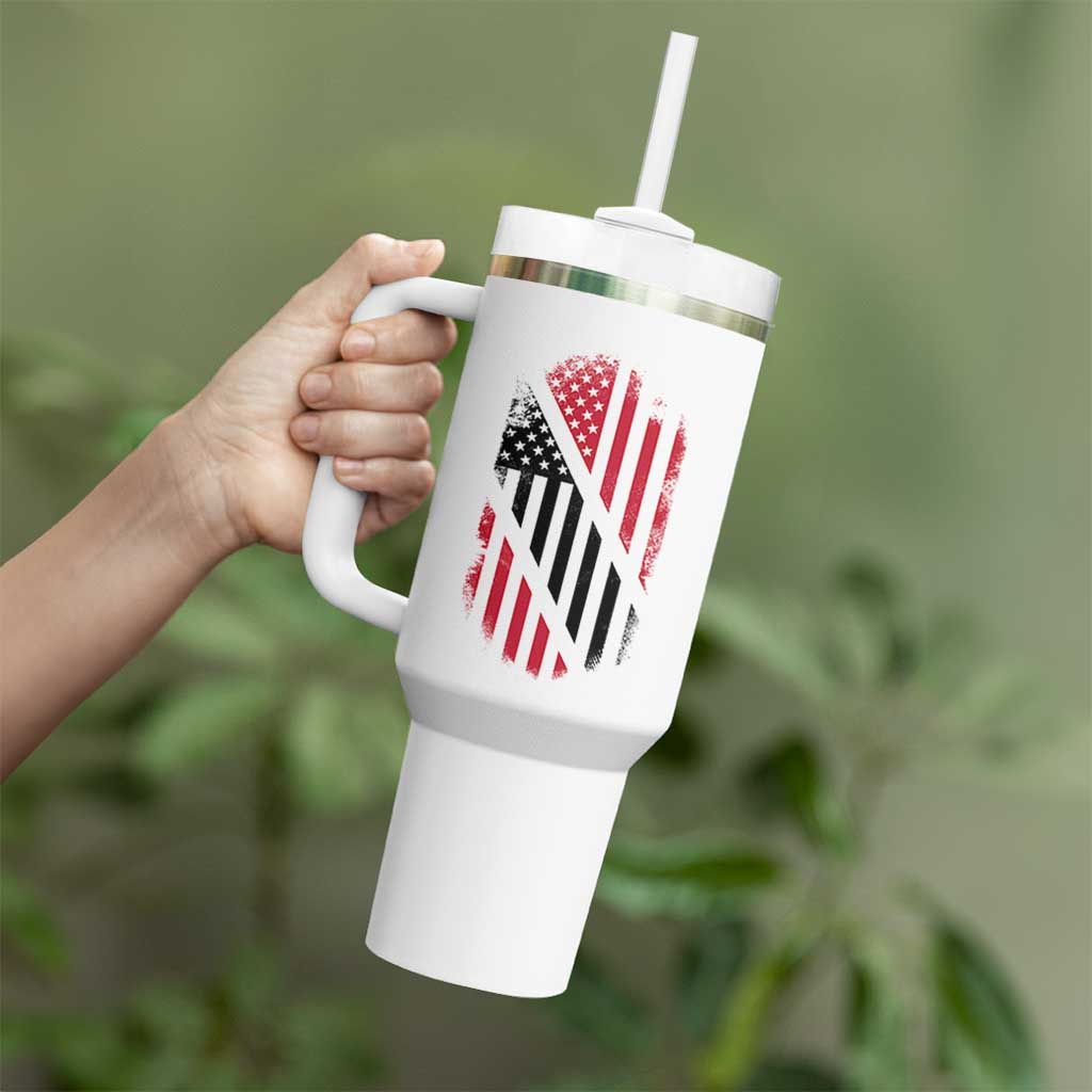 Trinidad And Tobago Trinidadian American Flag Tumbler With Handle - Wonder Print Shop