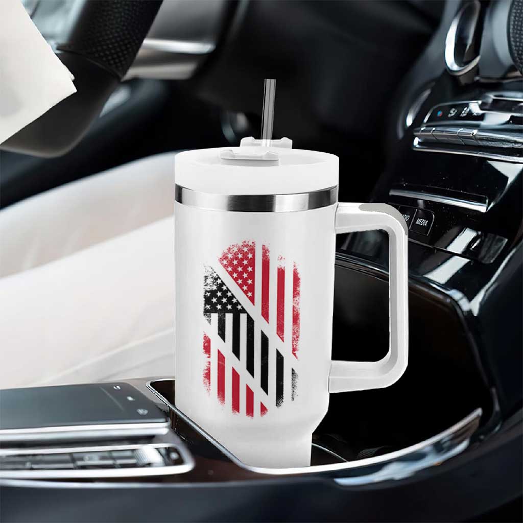 Trinidad And Tobago Trinidadian American Flag Tumbler With Handle - Wonder Print Shop