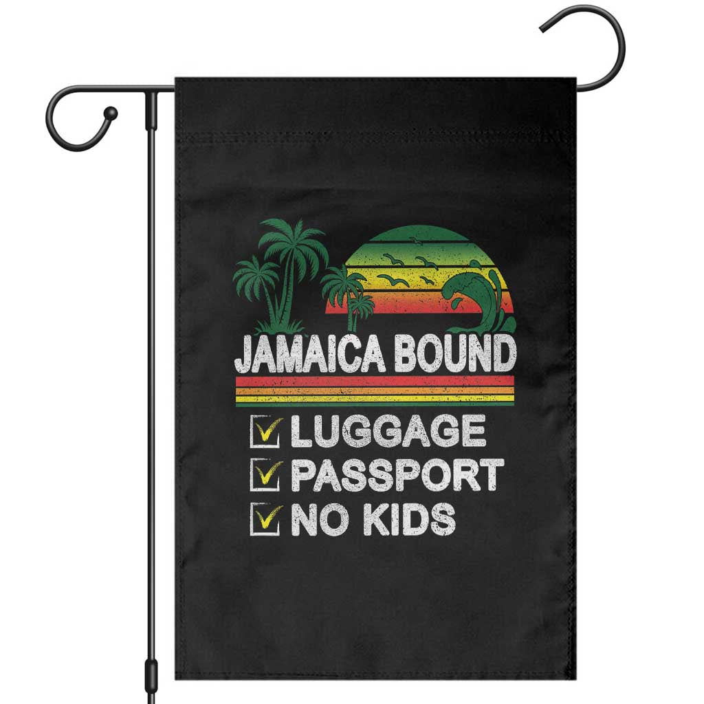 Jamaican Travel Vacation Trip Garden Flag Jamaica Bound Luggage Passport No Kids - Wonder Print Shop