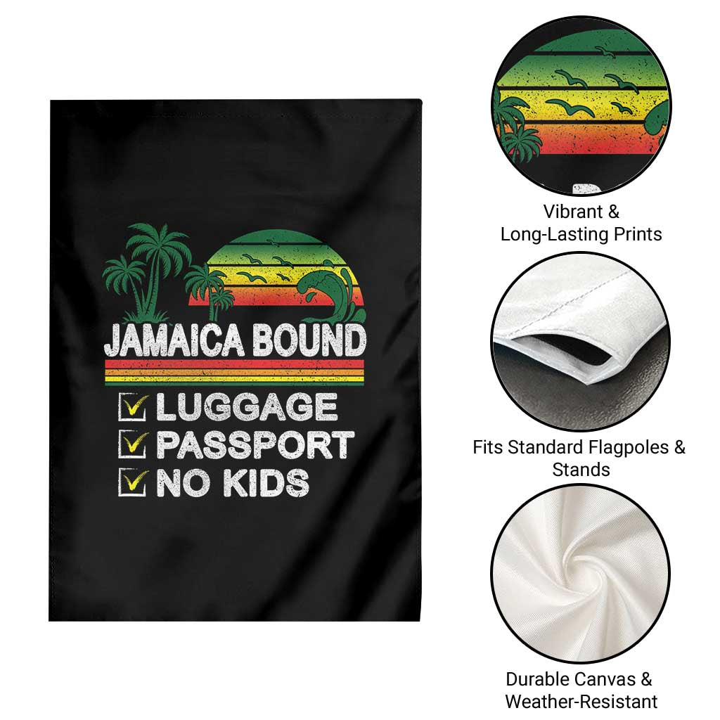 Jamaican Travel Vacation Trip Garden Flag Jamaica Bound Luggage Passport No Kids - Wonder Print Shop