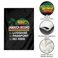 Jamaican Travel Vacation Trip Garden Flag Jamaica Bound Luggage Passport No Kids - Wonder Print Shop