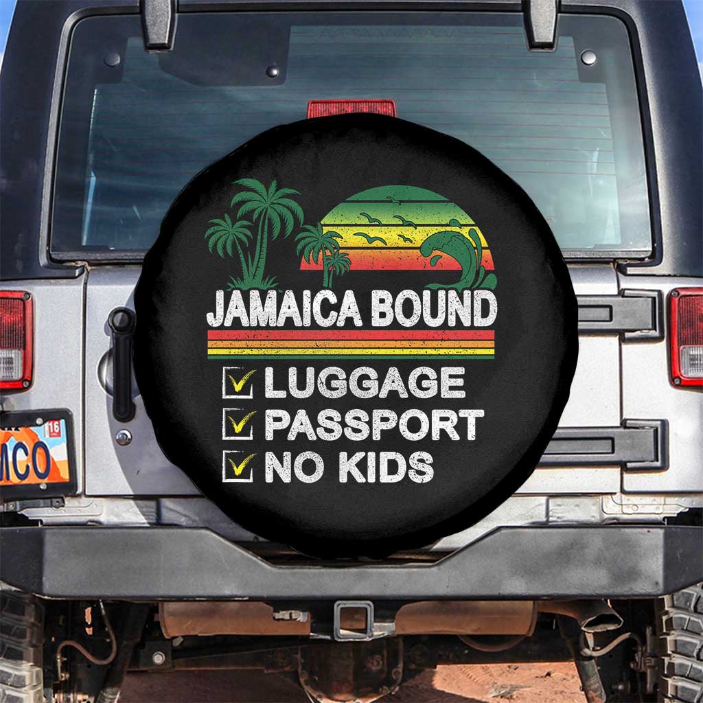 Jamaican Travel Vacation Trip Spare Tire Cover Jamaica Bound Luggage Passport No Kids - Wonder Print Shop