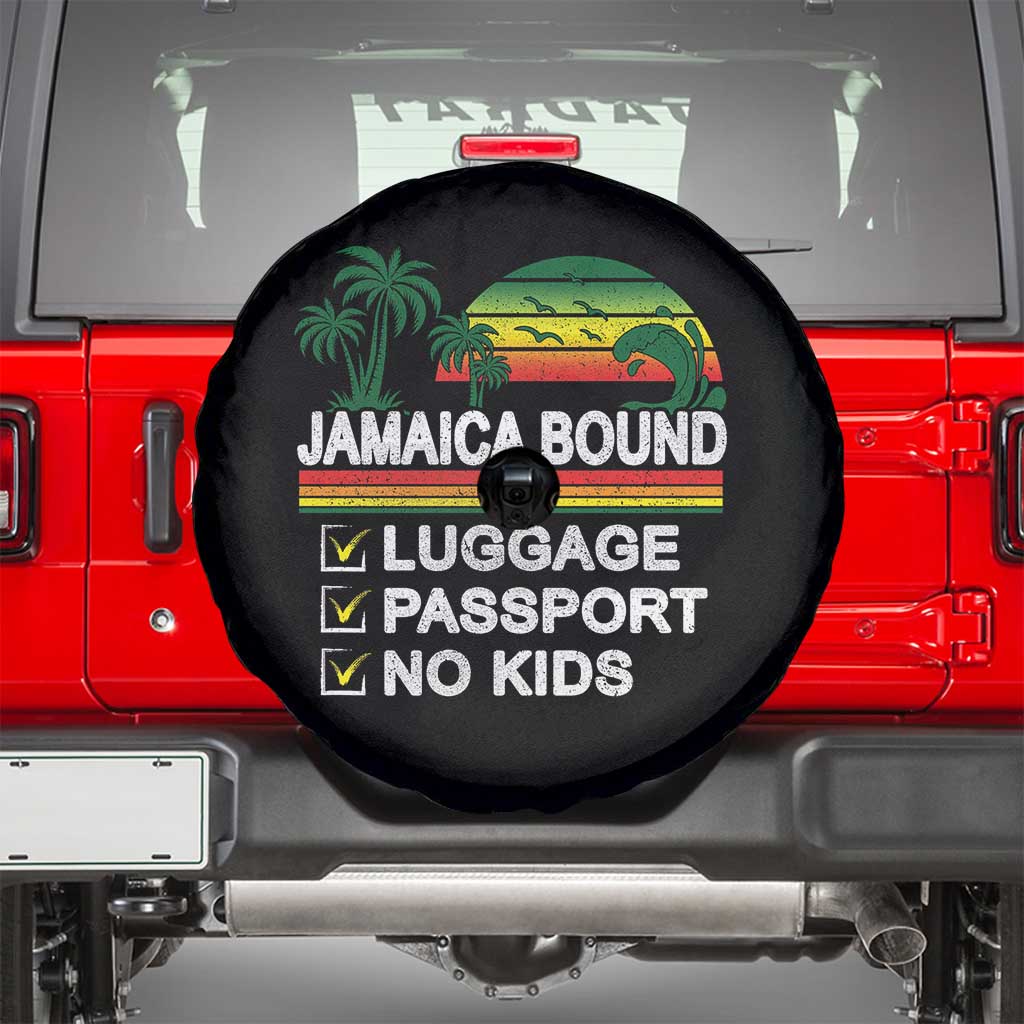 Jamaican Travel Vacation Trip Spare Tire Cover Jamaica Bound Luggage Passport No Kids - Wonder Print Shop