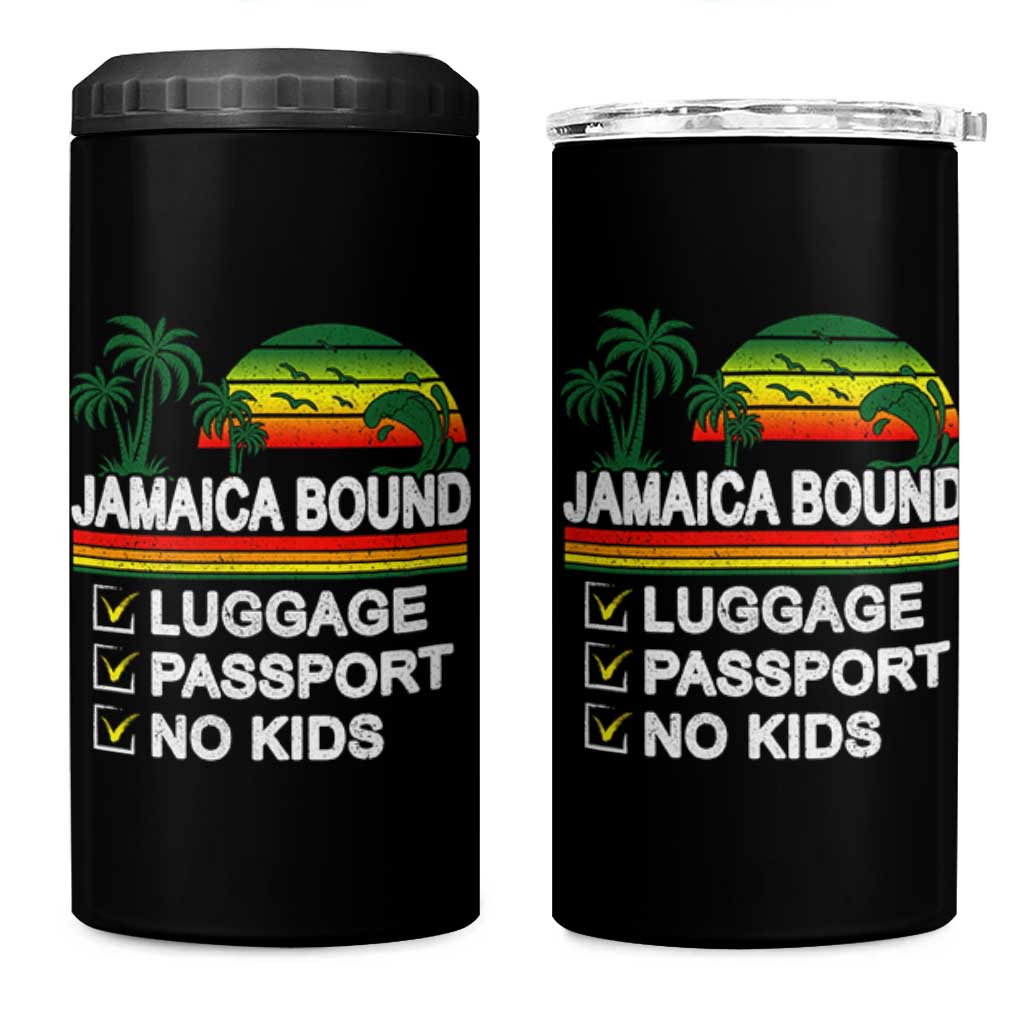 Jamaican Travel Vacation Trip 4 in 1 Can Cooler Tumbler Jamaica Bound Luggage Passport No Kids - Wonder Print Shop