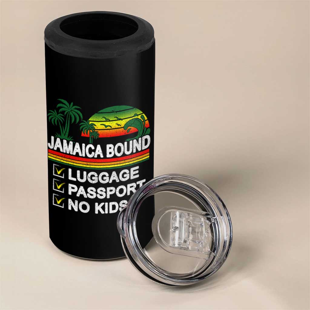 Jamaican Travel Vacation Trip 4 in 1 Can Cooler Tumbler Jamaica Bound Luggage Passport No Kids - Wonder Print Shop